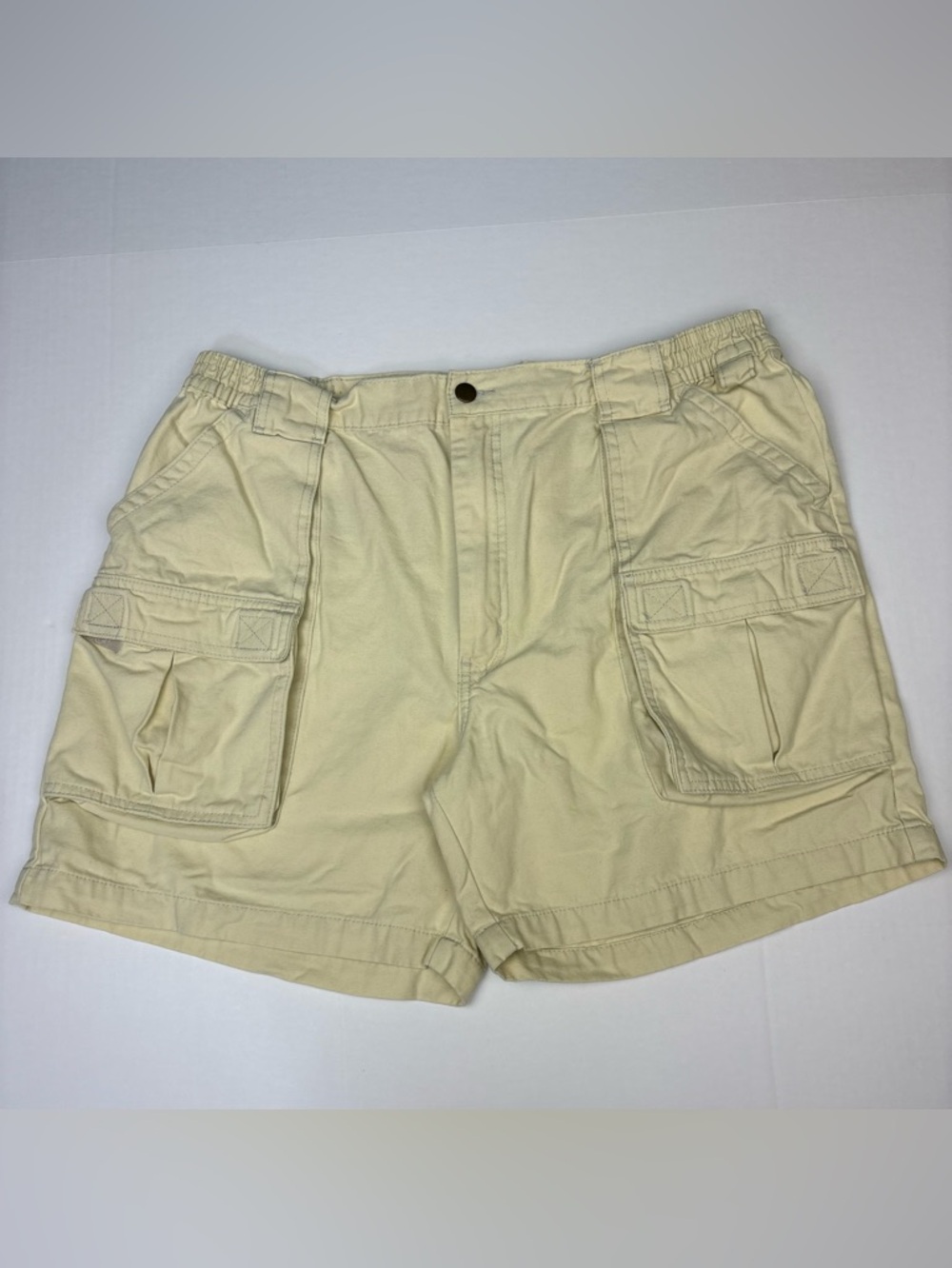 RedHead Men Size 40 Shorts Cargo Pale Yellow Vintage Cotton Elastic 6 in Inseam